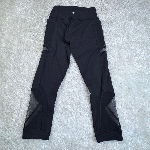 Lululemon Forget The Sweat Crop Black Mesh - Picture 4 of 10